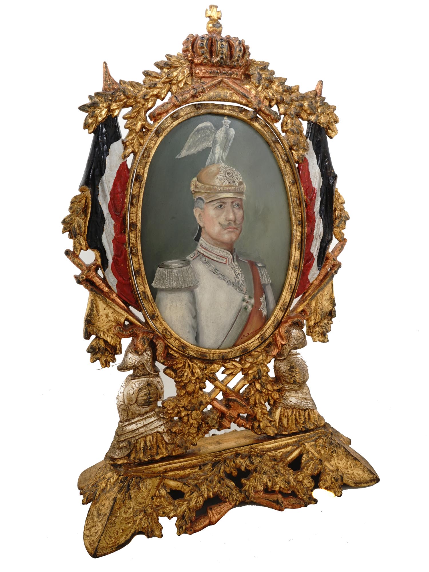 ANTIQUE PORTRAIT KAISER WILHELM IN ROTATING FRAME PIC-0